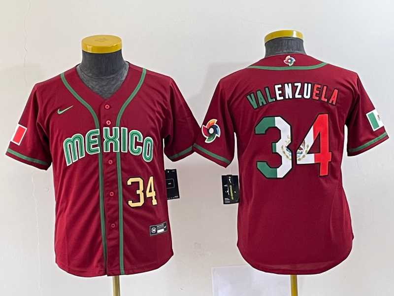 Youth Mexico Baseball #34 Fernando Valenzuela 2023 Red World Classic Stitched Jersey 5,We sell and wholesale Youth Mexico Baseball #34 Fernando Valenzuela 2023 Red World Classic Stitched Jersey 5 on line form chian!
